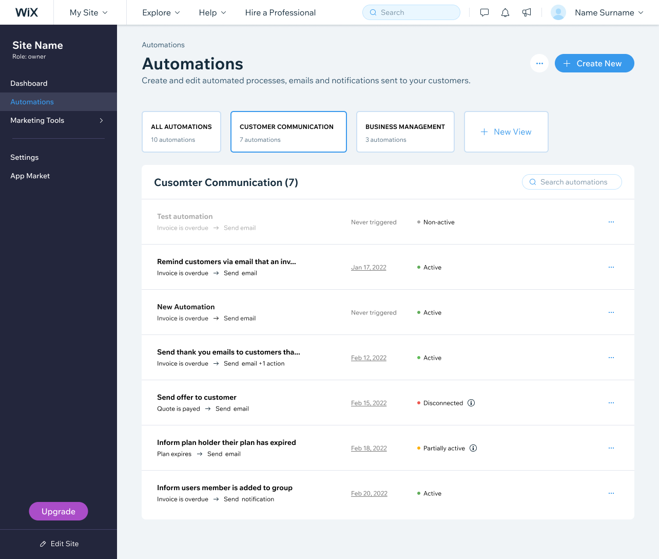 Redesigned Automations screen, recipes gallery
