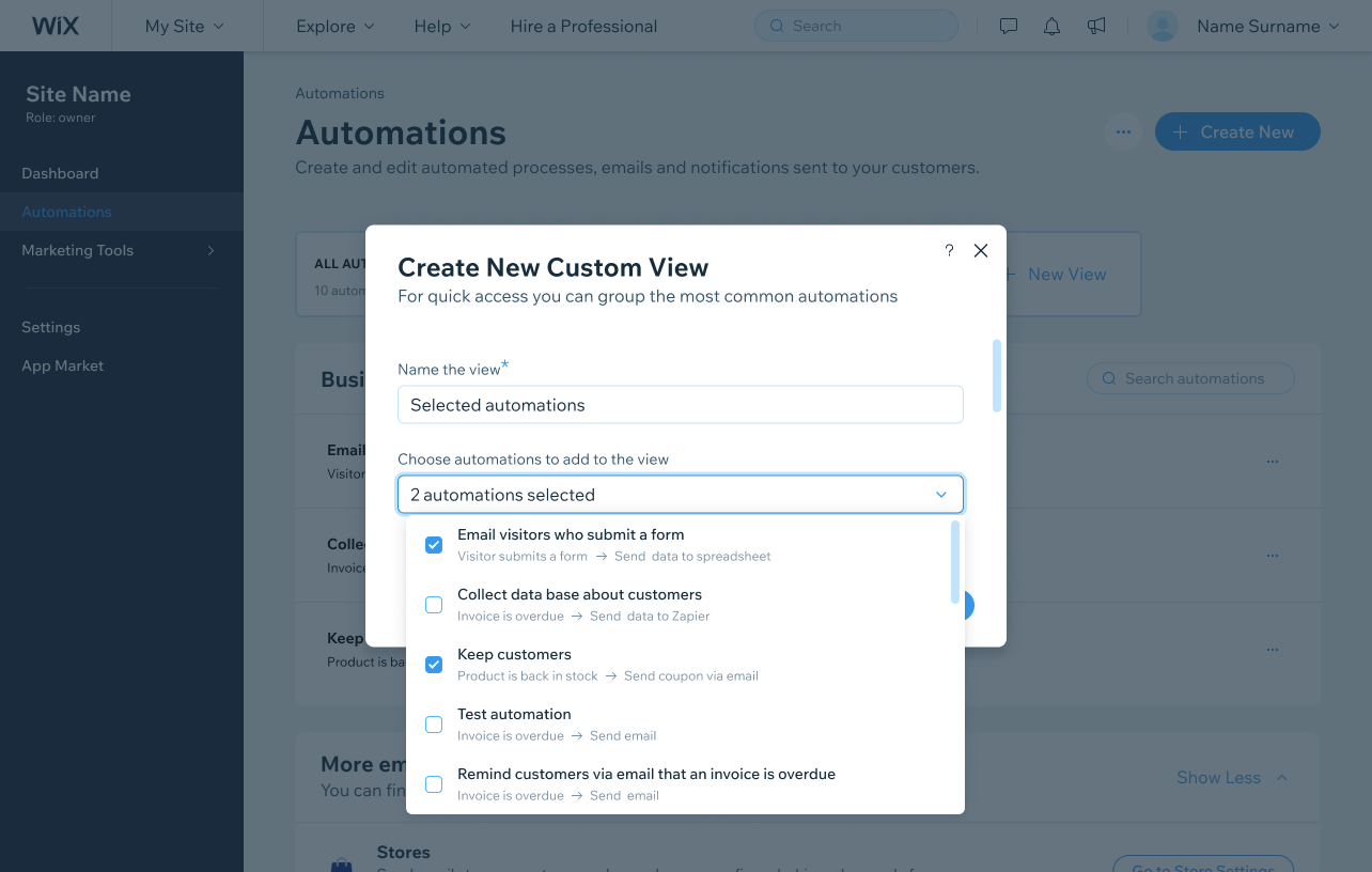 Redesigned Automations screen, search and sorting
