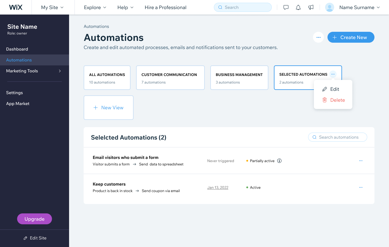 Redesigned Automations screen, automation inside a partner product surface